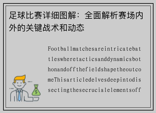 足球比赛详细图解：全面解析赛场内外的关键战术和动态